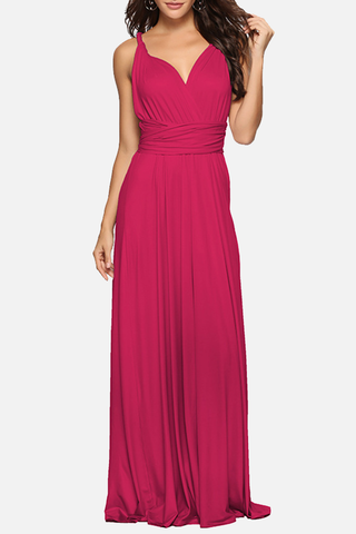 Elegante vestido de noche liso con espalda descubierta y tirantes (20 colores)