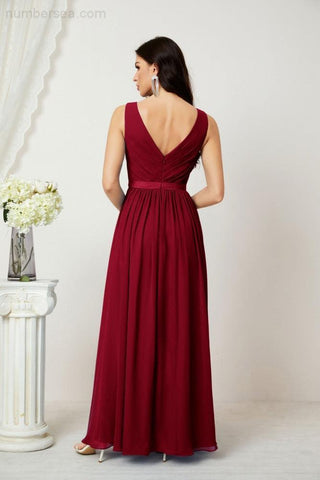 Women's Chiffon Long Bridesmaid Dresses A line Sleeveless Formal Prom Gown for Evening Party Homecoming Dresses 2808