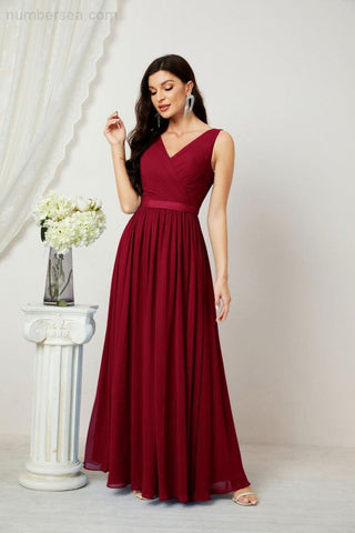 Women's Chiffon Long Bridesmaid Dresses A line Sleeveless Formal Prom Gown for Evening Party Homecoming Dresses 2808