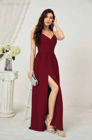 Vestidos de dama de honor con cuello alto Baoleely, de gasa, largos, corte en A, vestido formal de fiesta para boda, fiesta de noche 2801 