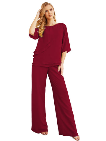 Baoleely Élégante robe mère de la mariée 2 pièces, grande taille, pantalon, volants, couches argentées, peignoir 28064