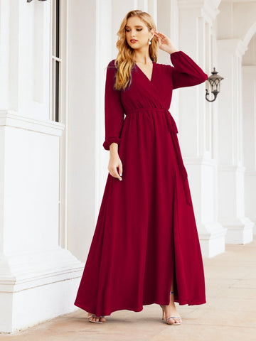 Robe de demoiselle d'honneur en mousseline Sunnderly pour femme, coupe trapèze, manches longues, robe de soirée formelle pour invitée de mariage SY28032 