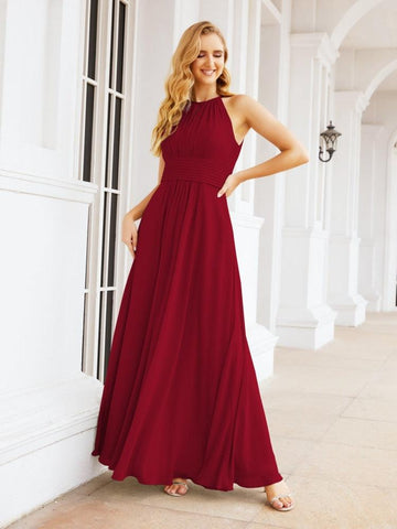 Baoleely Keyhole Bridesmaid Dresses Sleeveless Formal Evening Party Prom Gowns 28043