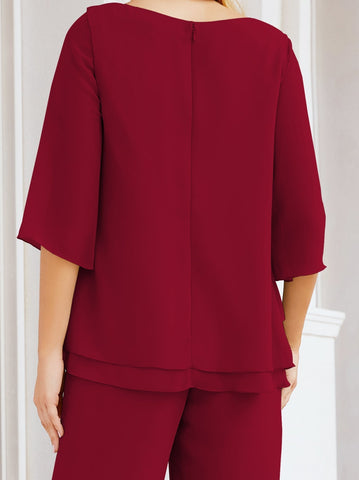 Baoleely Élégante robe mère de la mariée 2 pièces, grande taille, pantalon, volants, couches argentées, peignoir 28064