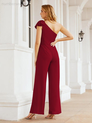 Baoleely Women's One Shoulder Long Jumpsuit Formal Evening Dress Long Bridesmaid Dresses Pants Wedding Party 28034