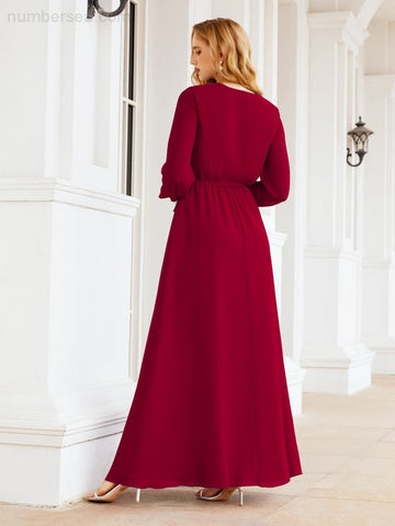 Robe de demoiselle d'honneur en mousseline Sunnderly pour femme, coupe trapèze, manches longues, robe de soirée formelle pour invitée de mariage SY28032 