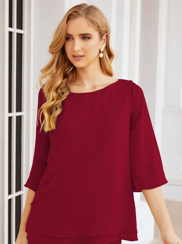 Baoleely Élégante robe mère de la mariée 2 pièces, grande taille, pantalon, volants, couches argentées, peignoir 28064