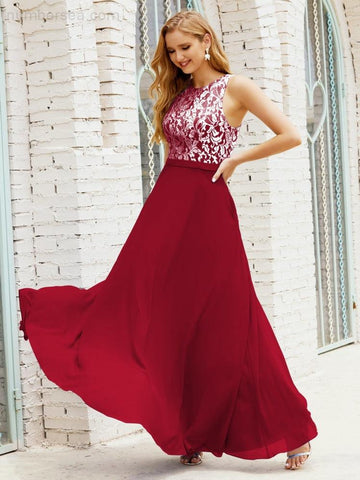 Vestido de dama de honor de encaje, largo hasta el suelo, con bolsillos, 28017 