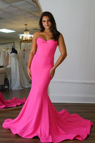 Strapless Mermaid Long Corset Prom Dress with Slit