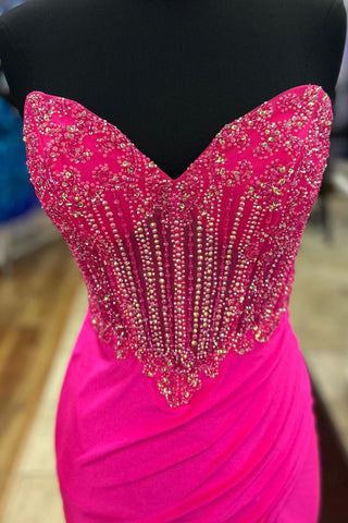 Sweetheart Mermaid Satin Long Corset Prom Dress with Beading