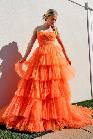 Halter Neck A-Line Tulle Tiered Long Prom Dress