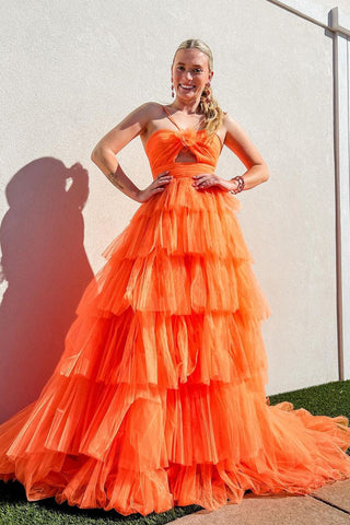 Halter Neck A-Line Tulle Tiered Long Prom Dress