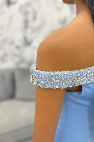 Off the Shoulder Mermaid Long Prom Dress with Beading