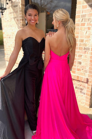 Sweetheart Corset Prom Jumpsuits with Bow