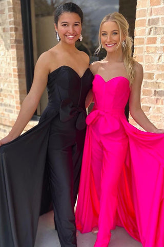 Sweetheart Corset Prom Jumpsuits with Bow