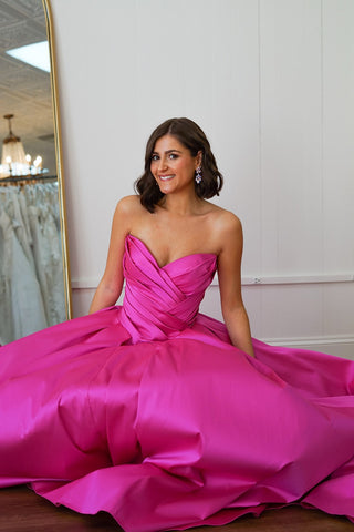 Princess Sweetheart Satin Ruched Long Prom Dress