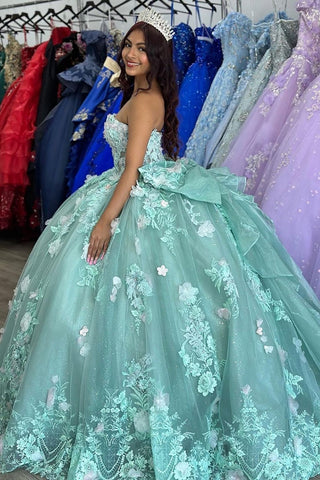Robe de bal en tulle à décolleté cœur, robe de quinceañera avec appliques