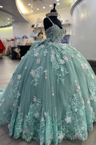 Robe de bal en tulle à décolleté cœur, robe de quinceañera avec appliques