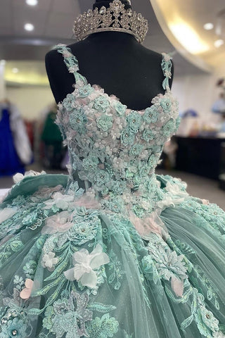 Robe de bal en tulle à décolleté cœur, robe de quinceañera avec appliques