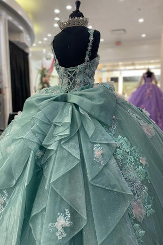 Robe de bal en tulle à décolleté cœur, robe de quinceañera avec appliques