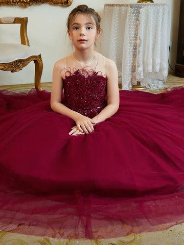 Ball-Gown/Princess Tulle Sweep Train Flower Girl Dress