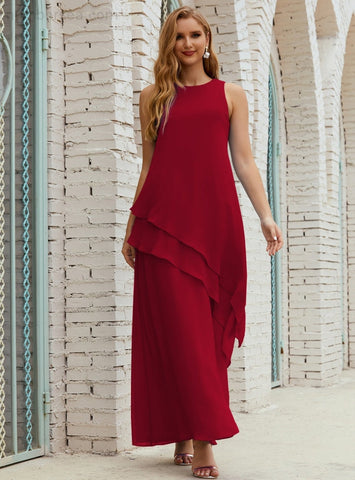 Robe longue en mousseline grande taille pour la mère de la mariée, robe de demoiselle d'honneur de bal de fin d'année SY28019