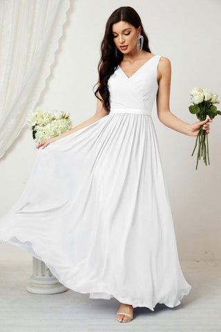 Women's Chiffon Long Bridesmaid Dresses A line Sleeveless Formal Prom Gown for Evening Party Homecoming Dresses 2808