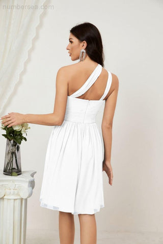 Baoleely Women Chiffon Short One Shoulder Bridesmaid Dress Formal Dresses for Party Homecoming 2804