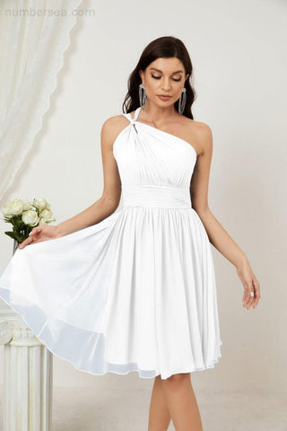 Baoleely Women Chiffon Short One Shoulder Bridesmaid Dress Formal Dresses for Party Homecoming 2804