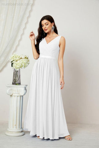 Women's Chiffon Long Bridesmaid Dresses A line Sleeveless Formal Prom Gown for Evening Party Homecoming Dresses 2808