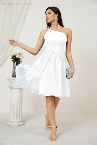 Baoleely Women Chiffon Short One Shoulder Bridesmaid Dress Formal Dresses for Party Homecoming 2804