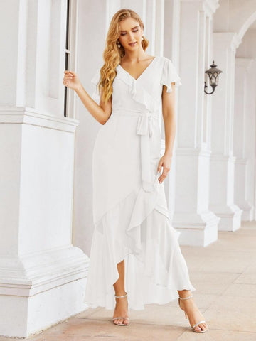 Baoleely Ruffled Bridesmaid Dresses Mermaid Formal Violin Evening Party Prom Gowns 28042