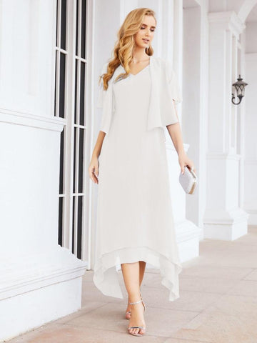 Sunnderly Two-Piece A-line Mother of The Bride Dress Formal Party Gown Dress SY28073