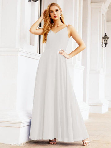 Baoleely Spaghetti Strap Bridesmaid Dresses V Neck Butterfly Back Fromal Evening Party Prom Gown 28036