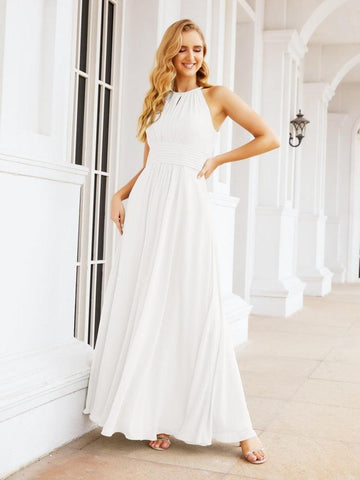 Baoleely Keyhole Bridesmaid Dresses Sleeveless Formal Evening Party Prom Gowns 28043