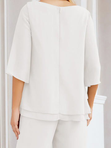 Baoleely Élégante robe mère de la mariée 2 pièces, grande taille, pantalon, volants, couches argentées, peignoir 28064