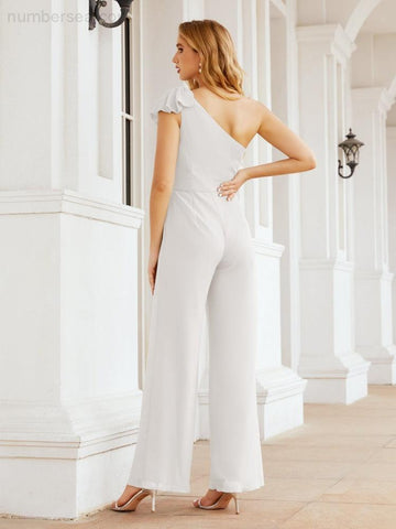 Baoleely Women's One Shoulder Long Jumpsuit Formal Evening Dress Long Bridesmaid Dresses Pants Wedding Party 28034