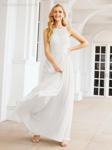 Baoleely Sleeveless Bridesmaid Dresses Long Prom Gown Zipper with Keyhole Back 28056