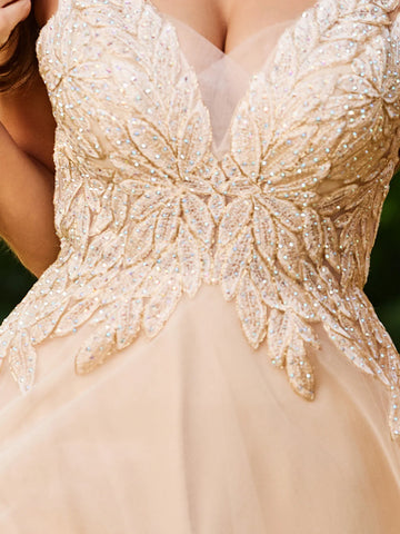 Pretty Hot Fix Sparkly Crystal Embroidery Prom Dress