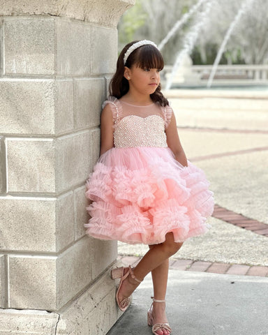Ball-Gown/Princess Tulle Knee-length Baby Girl Dress