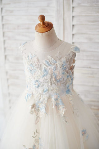 Ball-Gown/Princess Lace Tulle Flower Girl Dress