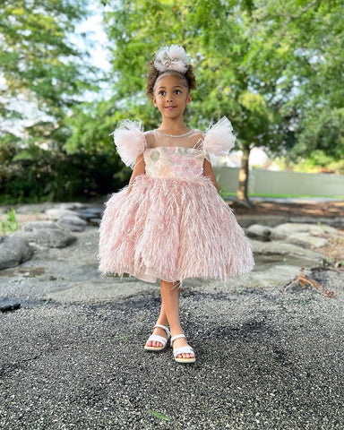 Elegant Pink Butterfly Embellishments Baby Girl Dress