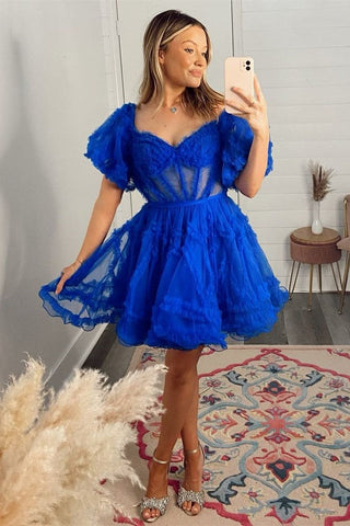 A Line Off the Shoulder Tulle Homecoming Dress