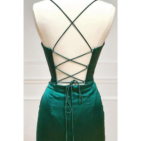 Vestido de fiesta largo con tirantes finos, pliegues y abertura alta 