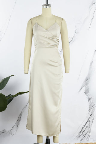 Vestidos de noche sencillos y sexys, lisos, sin espalda y con escote en V (4 colores) 