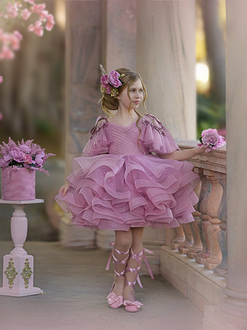 Ball-Gown/Princess Tulle Knee-length Birthday Flower Girl Dress