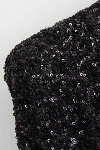 Elegantes vestidos de noche lisos con lentejuelas, espalda descubierta y cuello redondo 