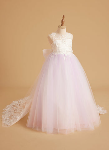 Dream Princess Sleeveless Lace and Tulle with Beading Flower Girl Dress