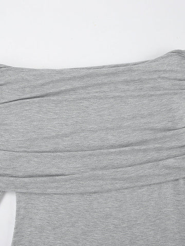 Long Sleeves Skinny Pleated Solid Color Split-Joint Off-The-Shoulder Evening Dresses Maxi Dresses