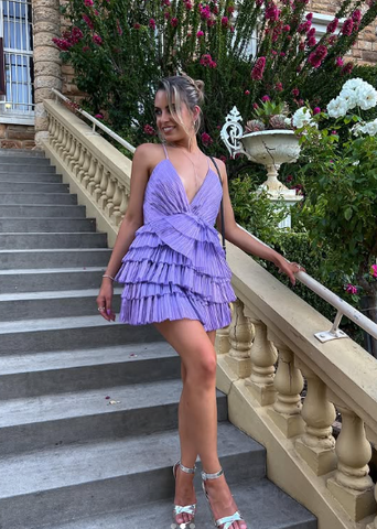 Vestido corto de fiesta con volantes y cuello de espagueti, sexy y minivestido Y2199